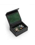 Miniature Leather Accessory Box, Black With Green, inside