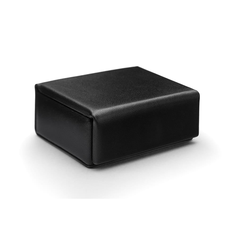 Miniature Leather Accessory Box, Black With Green, front