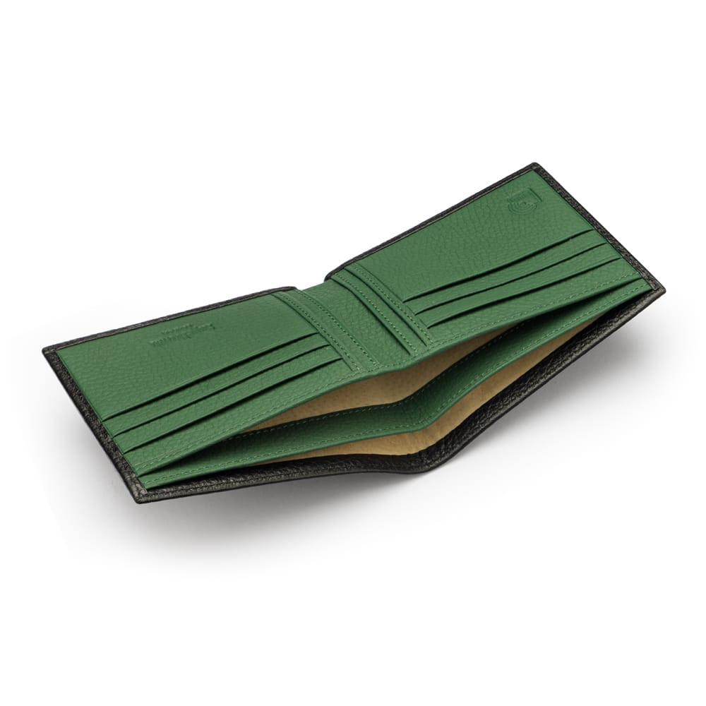 RFID wallet, black with green, inside