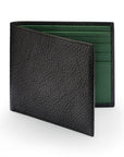 RFID wallet, black with green, front