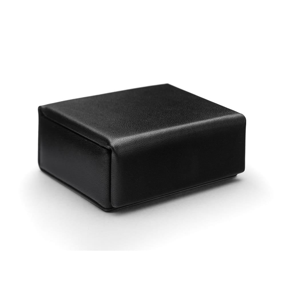 Small Leather Stud &amp; Collar Stiffener Box, Black With Green, front