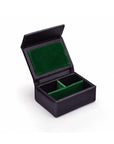 Small Leather Stud & Collar Stiffener Box, Black With Green, open