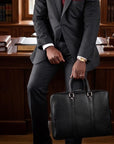 15" leather laptop bag, black, lifestyle