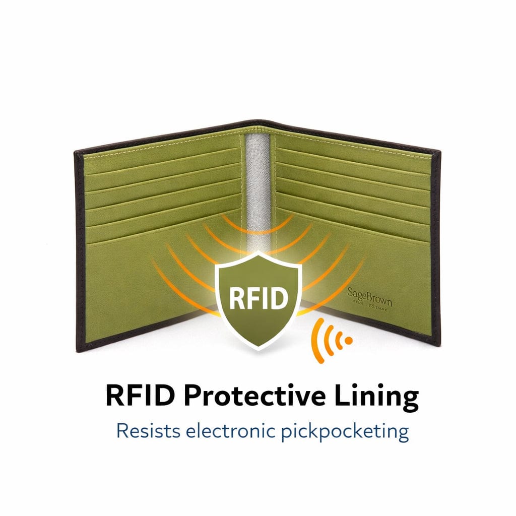 Men's RFID wallet with 10 CC, black with lime, rfid protection