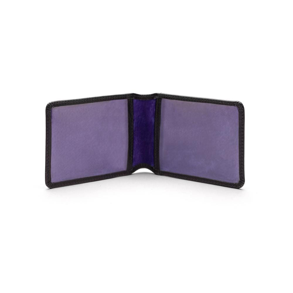 Leather Oyster card, black with purple, inside