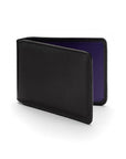 Leather Oyster card, black with purple, front