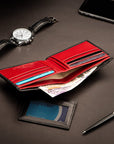 Leather 2 in 1 Wallet - Black With Red