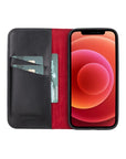 Leather iPhone 12 Pro Max case, black with red, inside