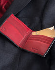 RFID leather wallet for men, black with red, lifestyle