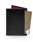 Premium Slim RFID Leather Credit Card Wallet, Soft Black With Red, back