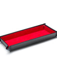 Rectangular valet tray, black with red