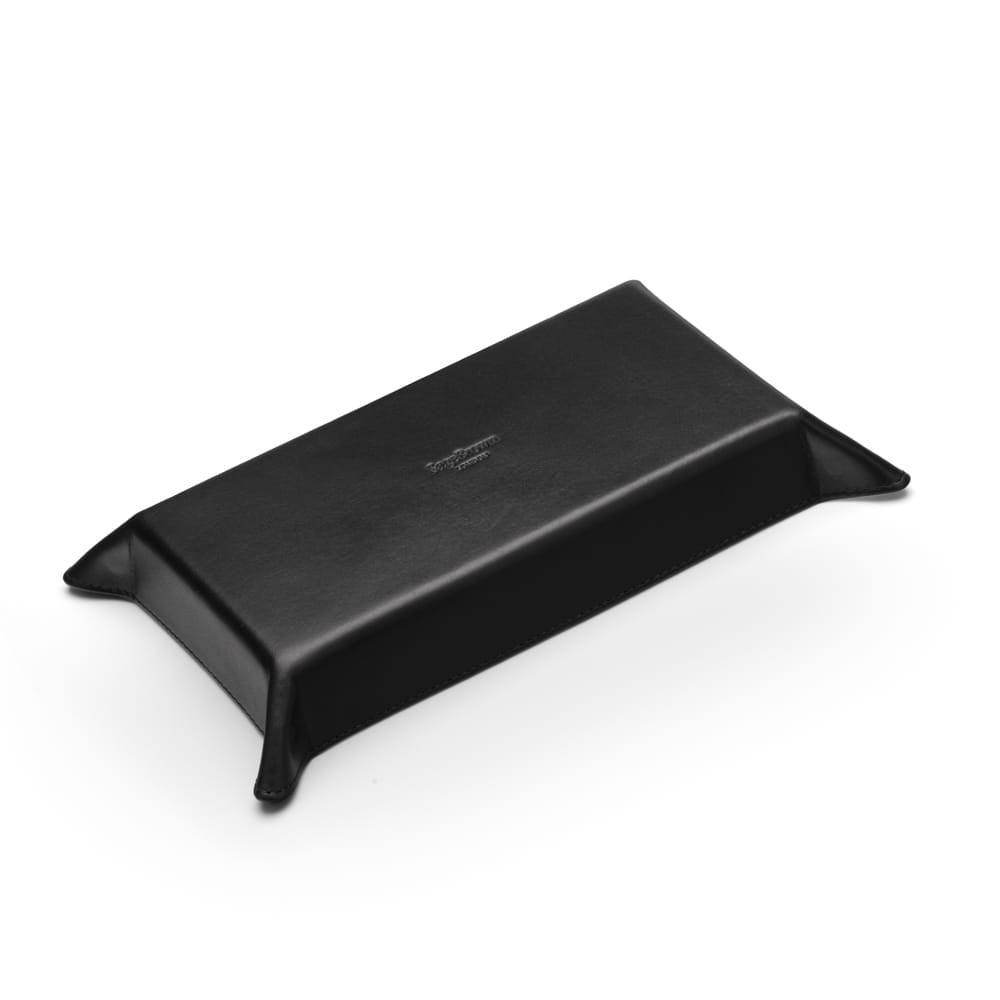 Rectangular Leather Valet Tray - Black With Red, base