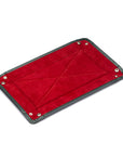 Rectangular Leather Valet Tray - Black With Red, flat