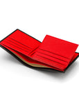 RFID leather wallet with 9 cc, black with red, inside view