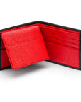 RFID leather wallet with 9 cc, black with red, open