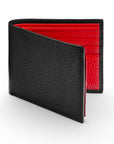 RFID leather wallet with 9 cc, black with red, front