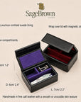 Small Leather Cufflink & Collar Stiffener Box , features and dimensions
