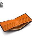Men's RFID wallet with 10 CC, black with tan, inside