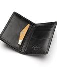 Woven leather card holder, black, inside