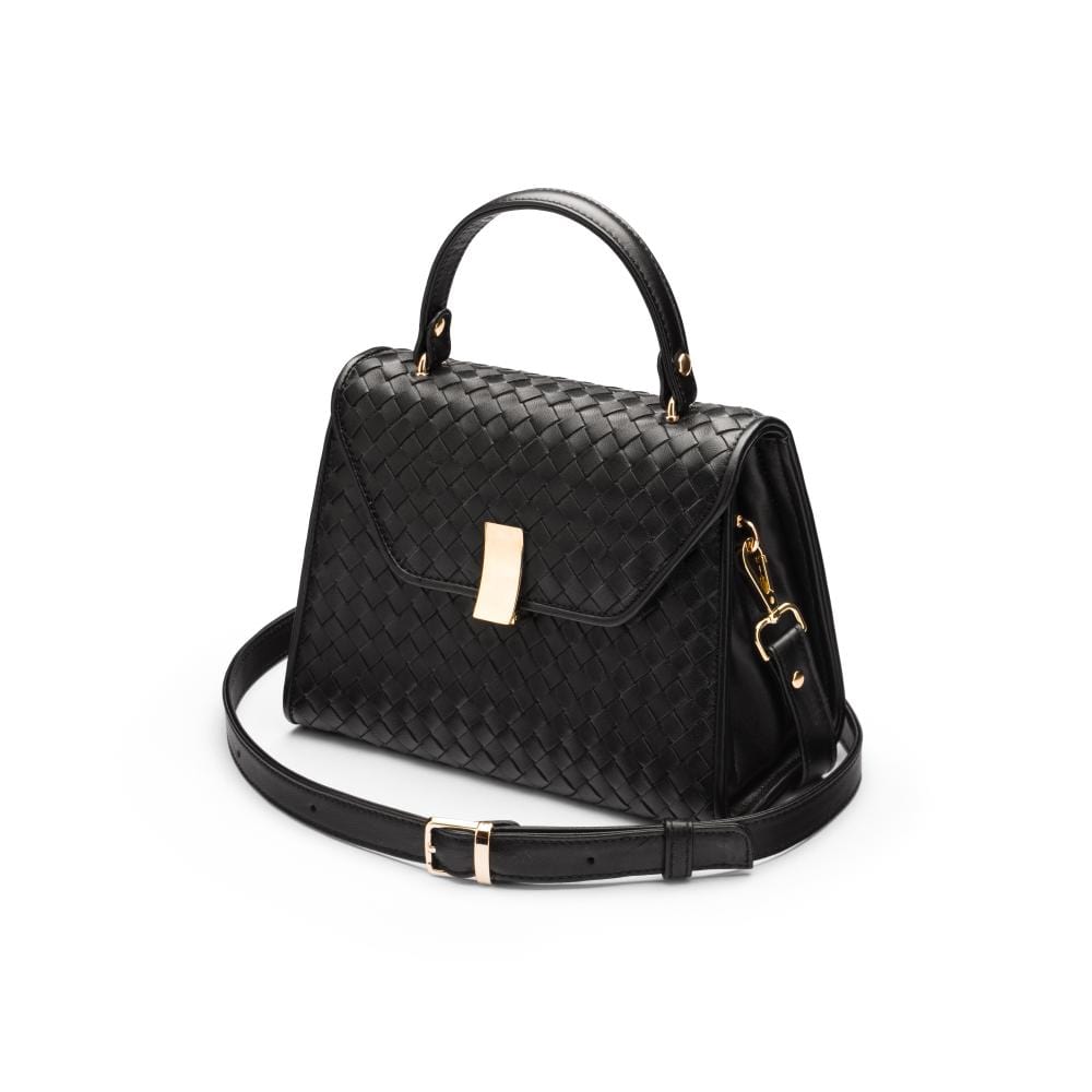 Woven leather Sabrina bag, black , side