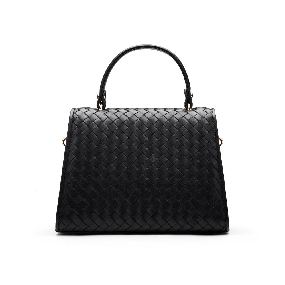 Woven leather Sabrina bag, black, back