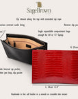 Zip top leather folder, features and dimensions