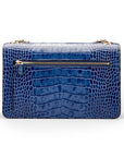 Leather chain bag, blue croc, back