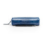 Leather pencil case, blue croc, front