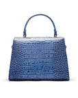 Sabrina top handle bag, blue croc leather, back