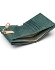 Real ostrich leather coin purse, green ostrich, inside