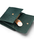 Real ostrich leather coin purse, green ostrich, coin purse