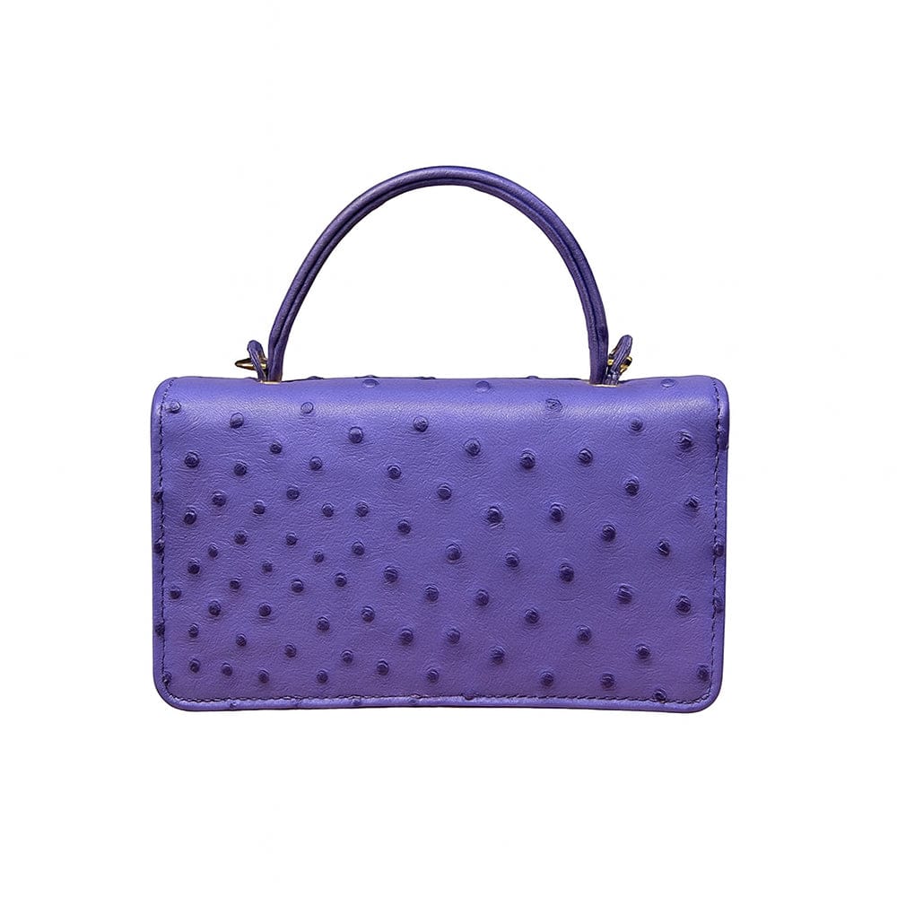 Real ostrich Maya bag, blue ostrich, back