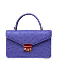 Real ostrich Maya bag, blue ostrich, front
