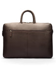 15" slim leather laptop bag, brown, front