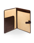 Leather conference folder, brown, open view