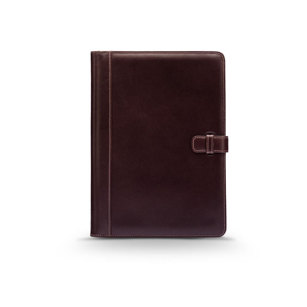 Leather conference folder, brown, front