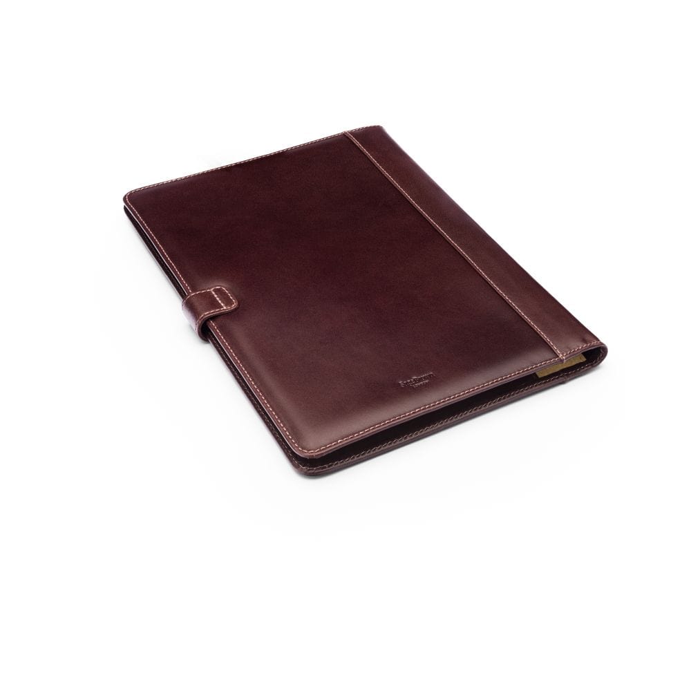 Leather conference folder, brown, back