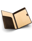 A4 leather document folder, brown, open view