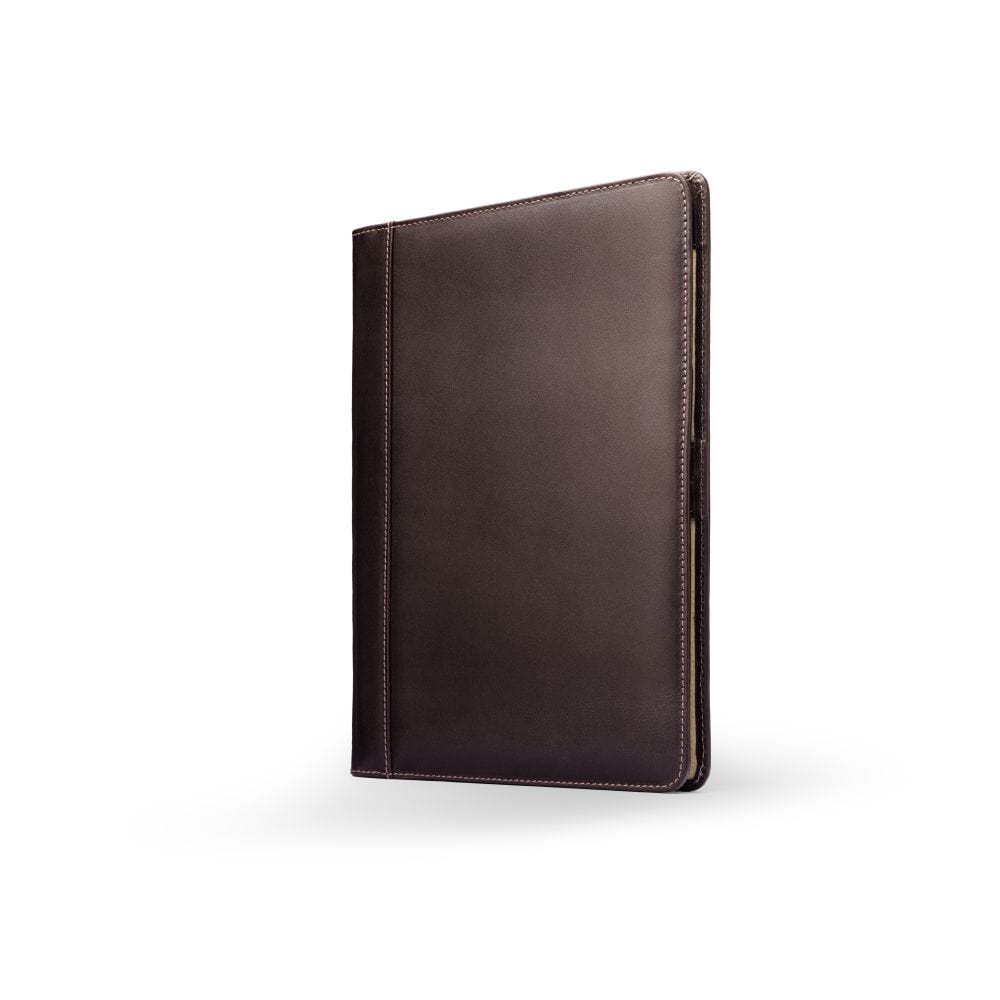 A4 leather document folder, brown, front