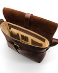 Men's large leather messenger bag, brown, inside