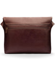 Men's large leather messenger bag, brown, back