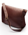 Men's large leather messenger bag, brown, side