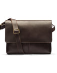 Leather messenger bag, brown, front