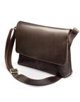 Leather messenger bag, brown, side