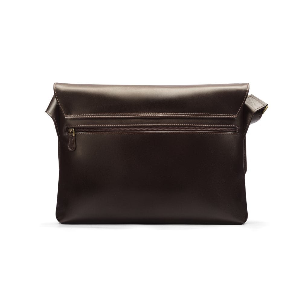 Leather messenger bag, brown, back