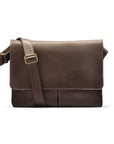 Leather messenger bag, brown pebble grain, front