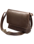 Leather messenger bag, brown pebble grain, side