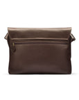 Leather messenger bag, brown pebble grain, back