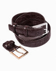 Men's 2-in-1 Interchangeable Leather Belt, Brown Croc Effect
