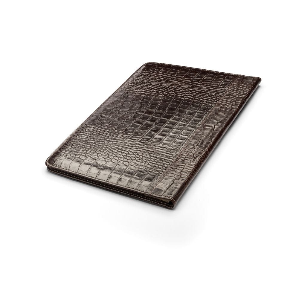 A4 leather document folder, brown croc, back
